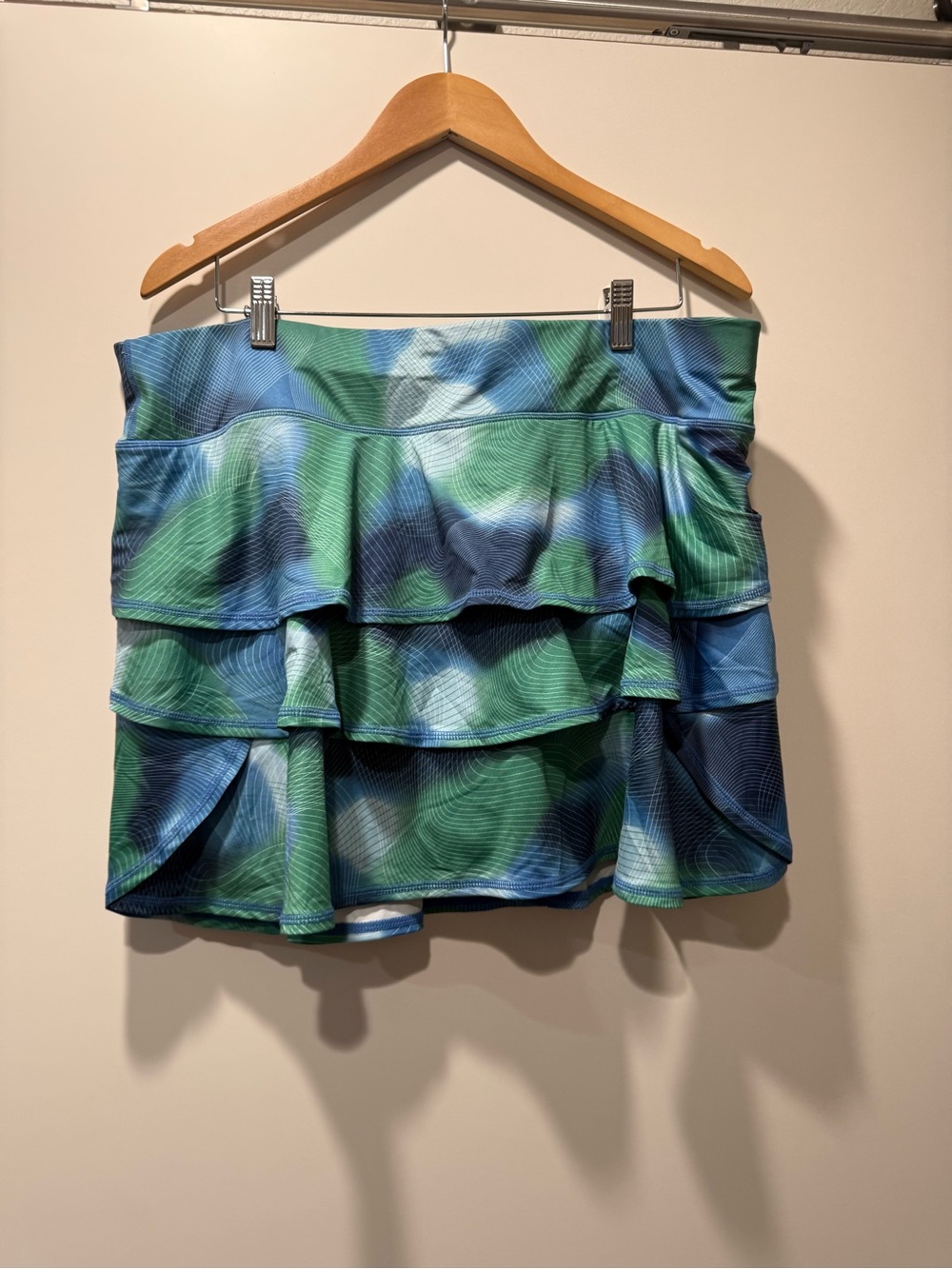 Ideology Blue & Green Tiered Athletic Skort | 1X